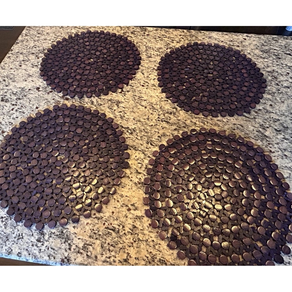 Kim Seybert 4 Bamboo Placemats Navy Blue 15 X 15 Boho Wall Deco Coastal
